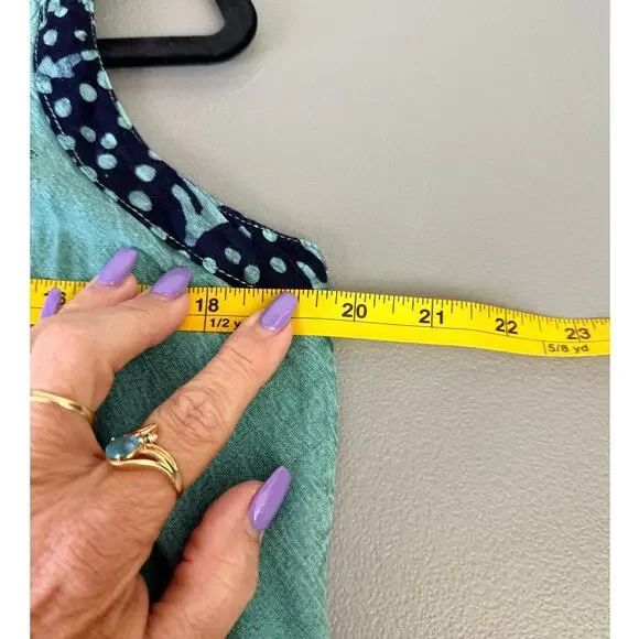 Rhea Boho Embroidered Tank Top Teal Tie Back One Size - Picture 8 of 8